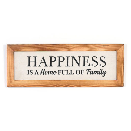 Happiness is a Home Full of Family - 16" x 6" Canvas Sign