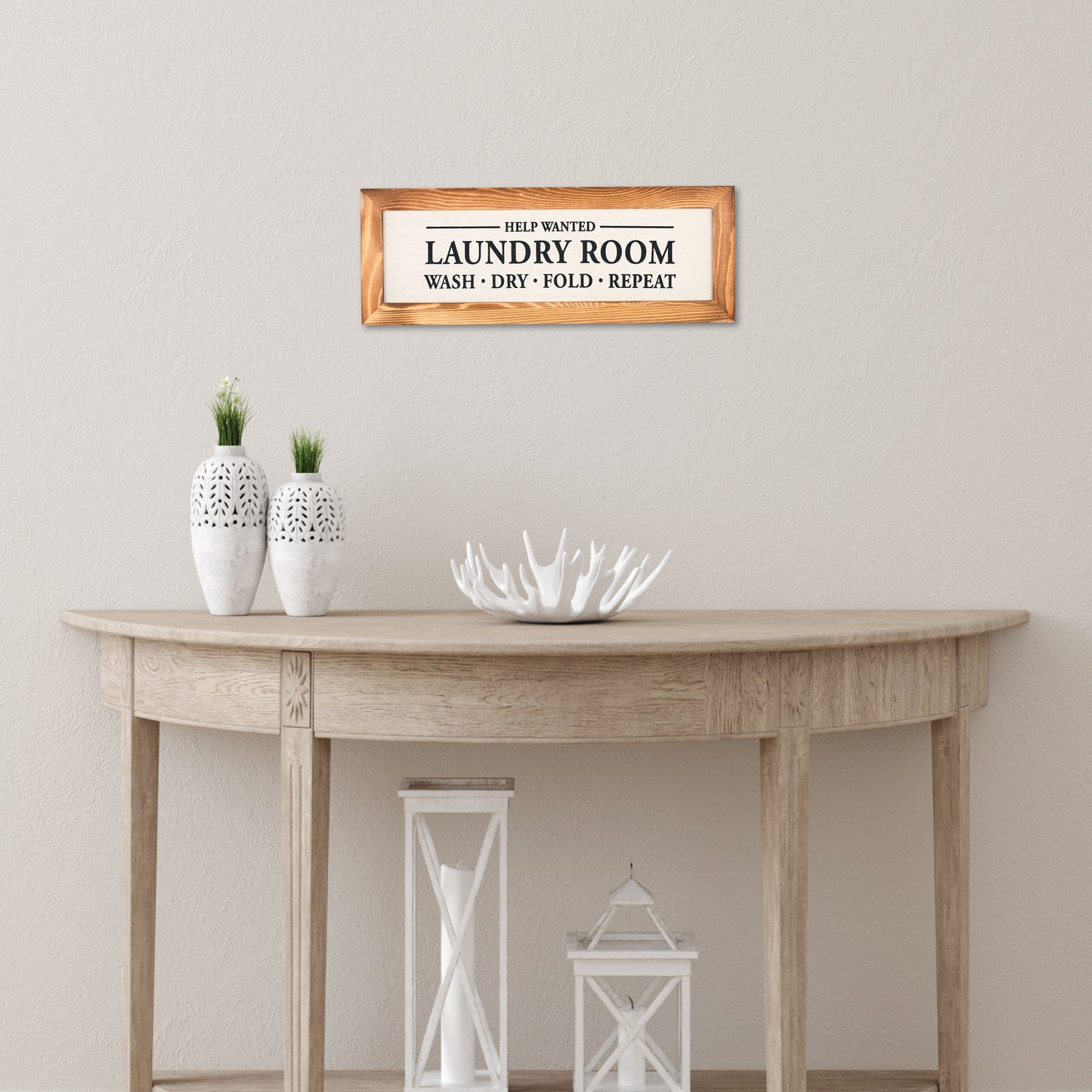 Help Wanted, Laundry Room - 16" x 6" Canvas Sign
