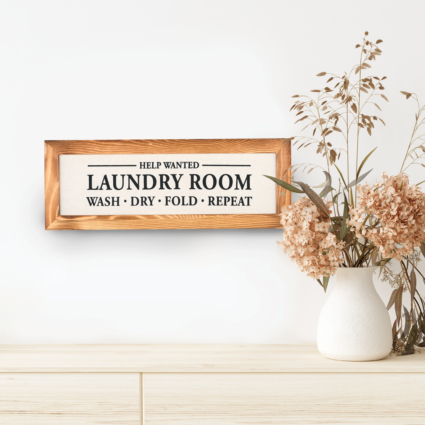 Help Wanted, Laundry Room - 16" x 6" Canvas Sign