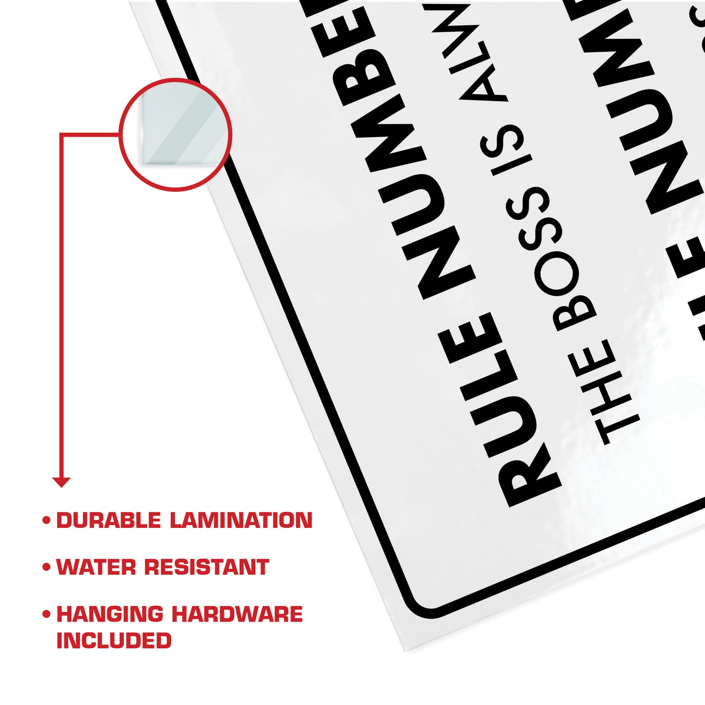 Rule #1 The Boss is Always Right - 8.5" x 11" Funny Laminated Sign