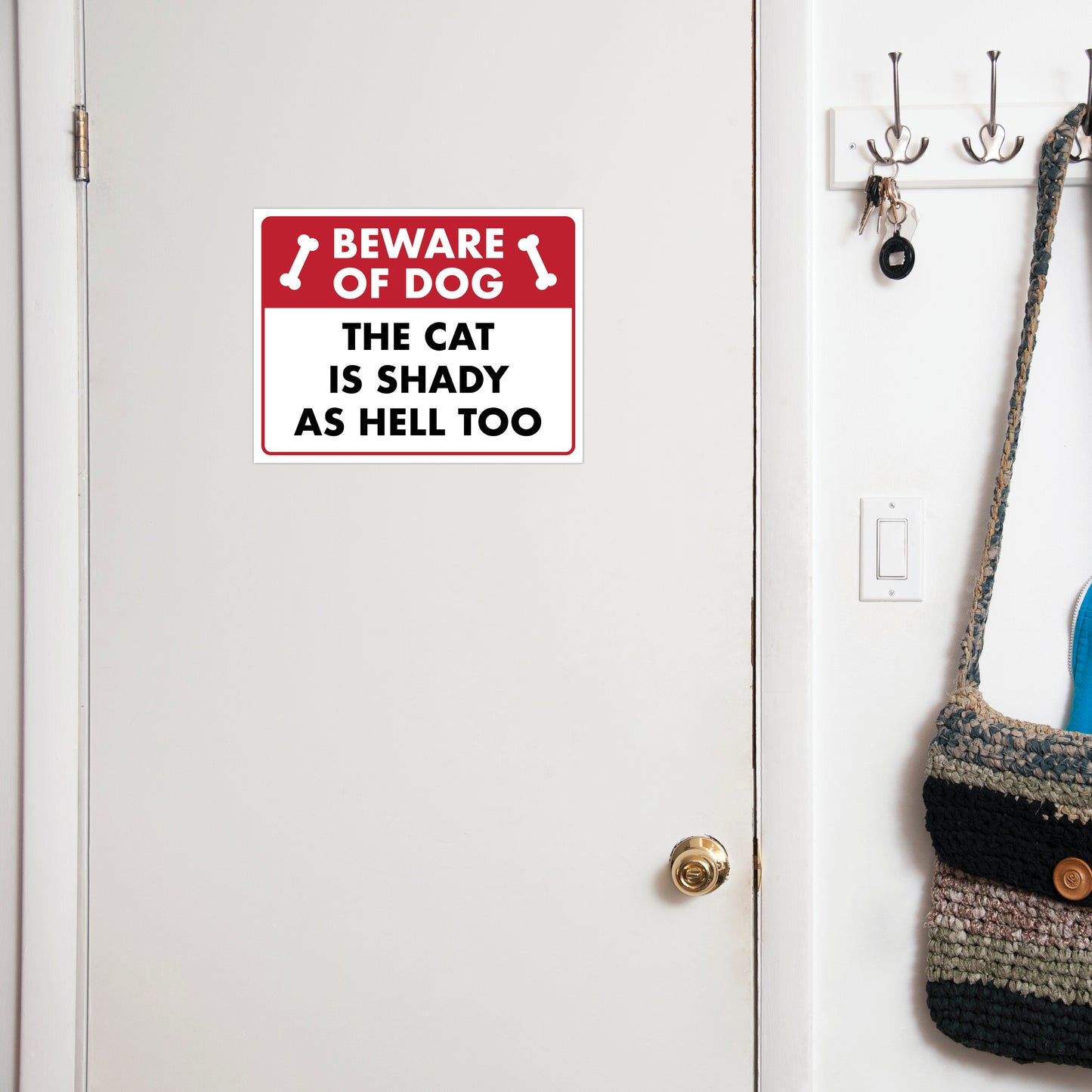 Beware of Dog - The Cat is Shady as Hell Too - 8.5" x 11" Funny Laminated Sign