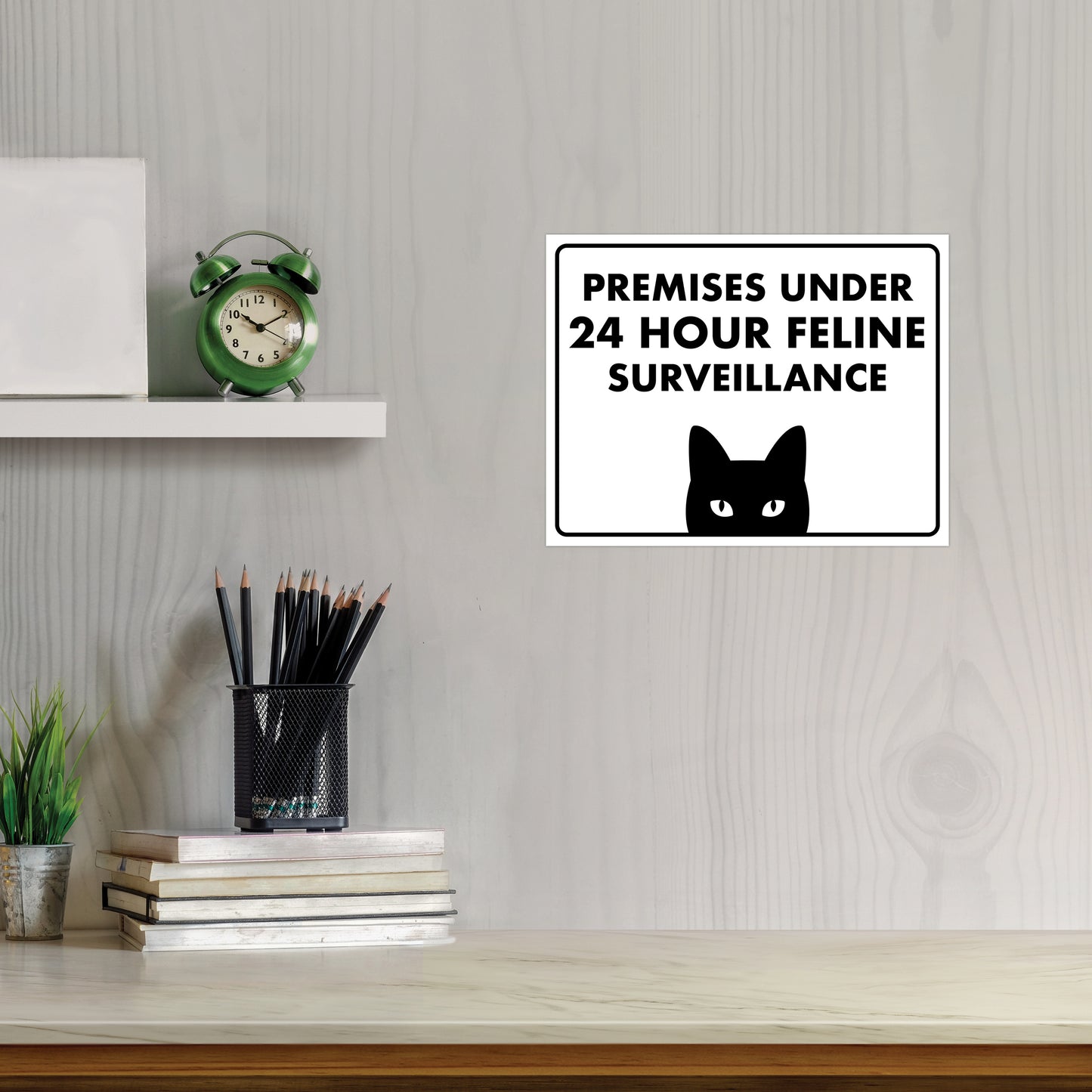 Premises Under 24 Hour Feline Surveillance - 8.5" x 11" Funny Laminated Sign