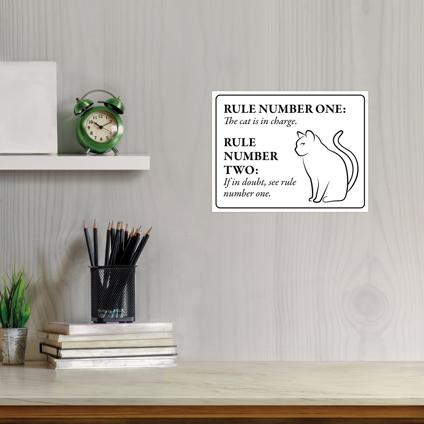 The Cat is In Charge - 8.5" x 11" Funny Laminated Sign