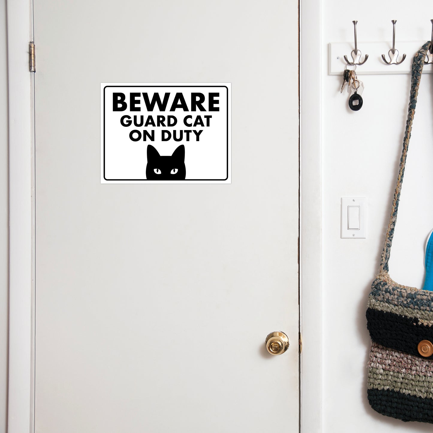 Beware, Guard Cat on Duty - 8.5" x 11" Funny Laminated Sign