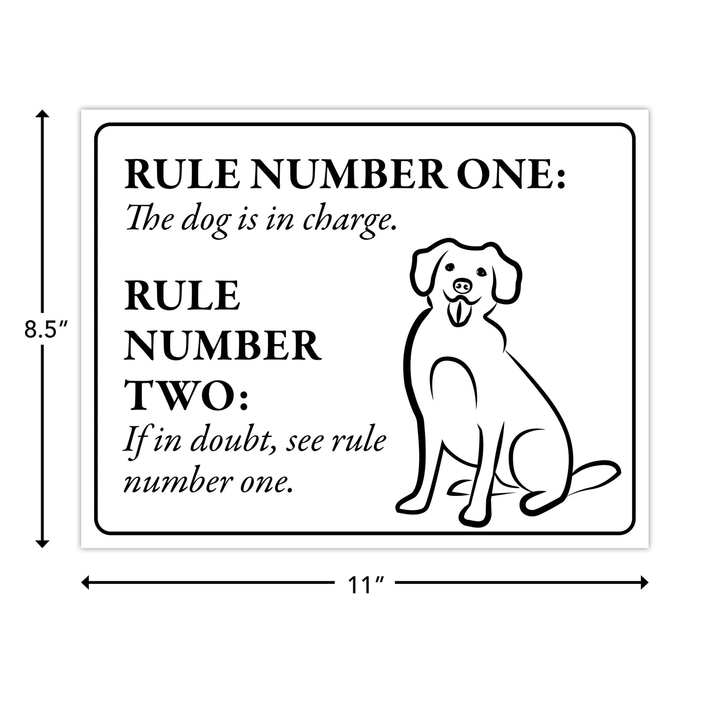 The Dog is In Charge - 8.5" x 11" Funny Laminated Sign