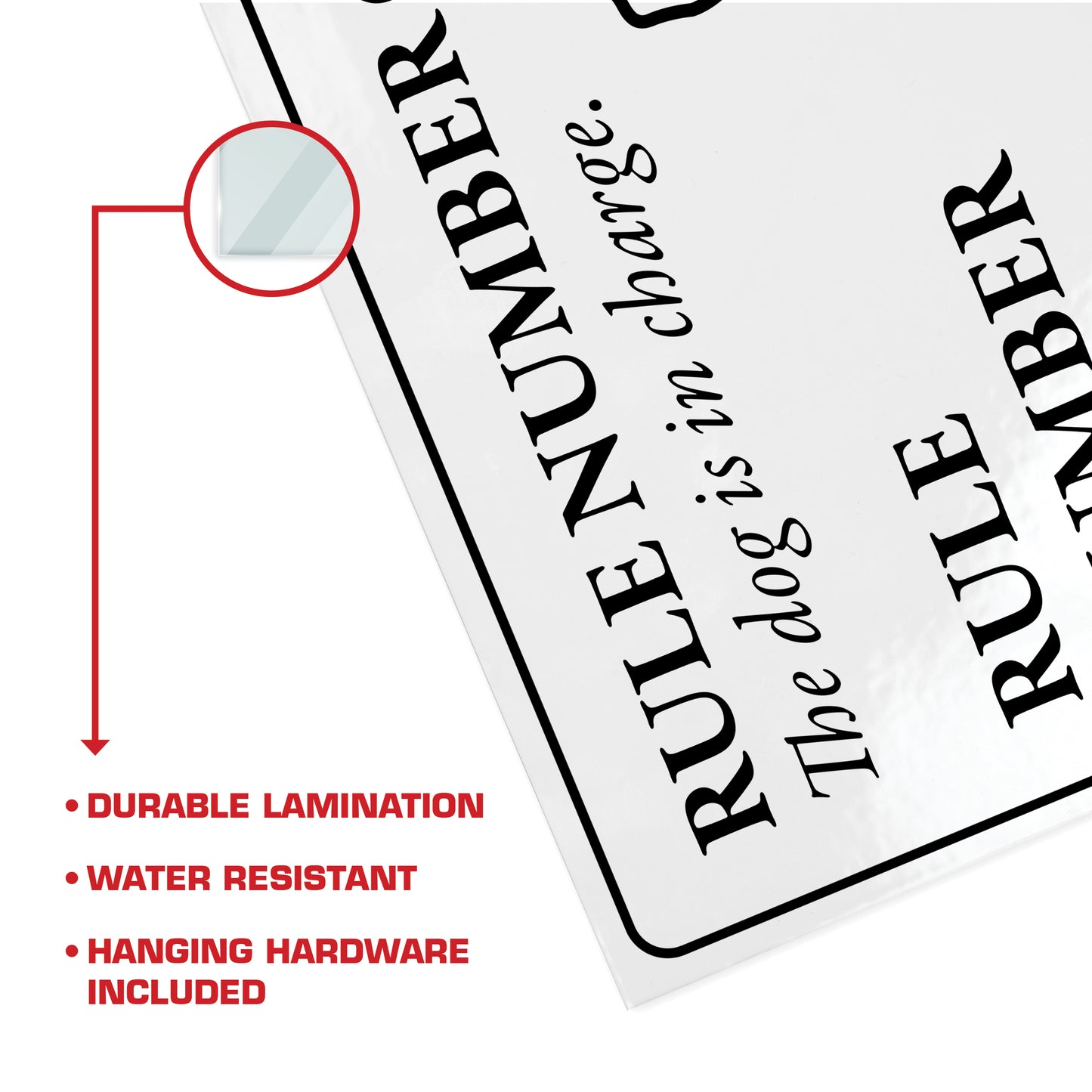 The Dog is In Charge - 8.5" x 11" Funny Laminated Sign