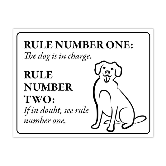 The Dog is In Charge - 8.5" x 11" Funny Laminated Sign