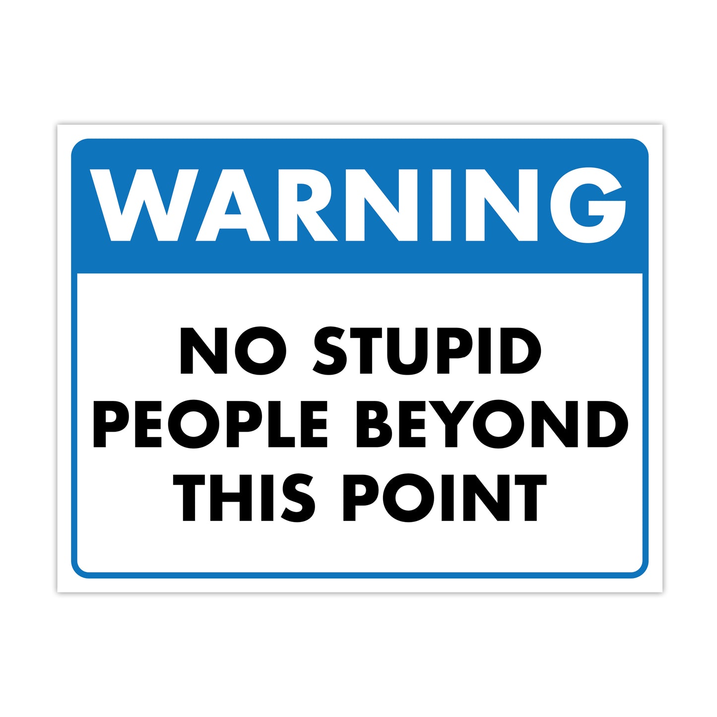 Warning - No Stupid People Beyond This Point - 8.5" x 11" Funny Laminated Sign