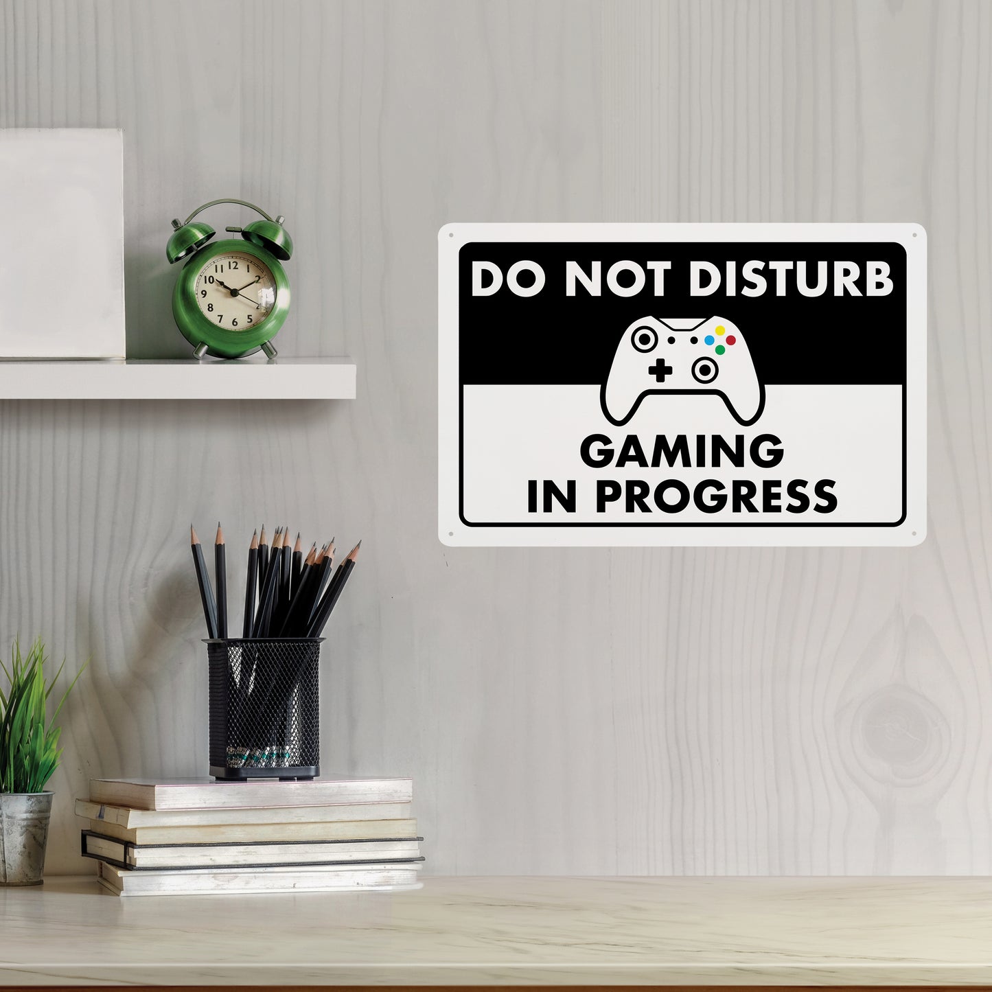 Do Not Disturb - Gaming in Progress - 8" x 12" Funny Plastic (PVC) Sign (With Pre-Drilled Holes for Easy Mounting)