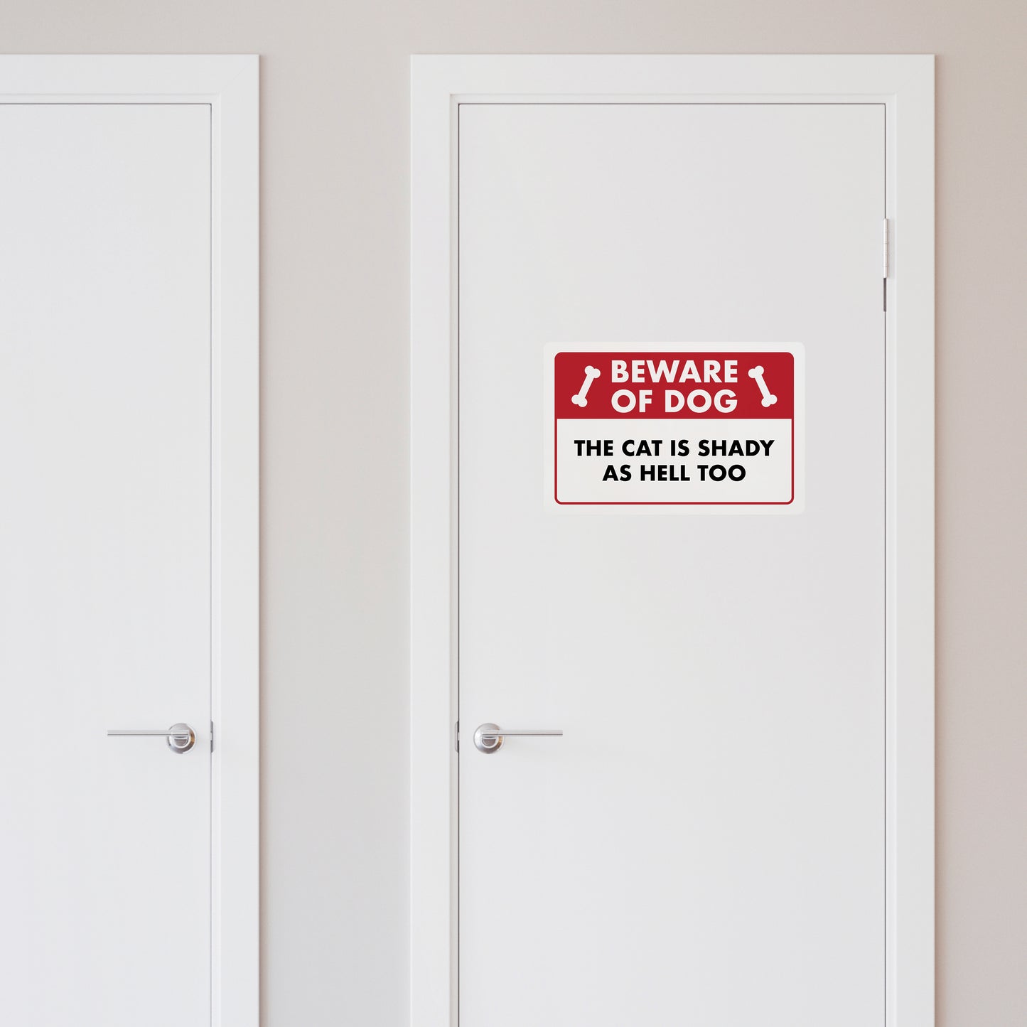 Beware of Dog - The Cat is Shady as Hell Too - 8" x 12" Funny Plastic (PVC) Sign