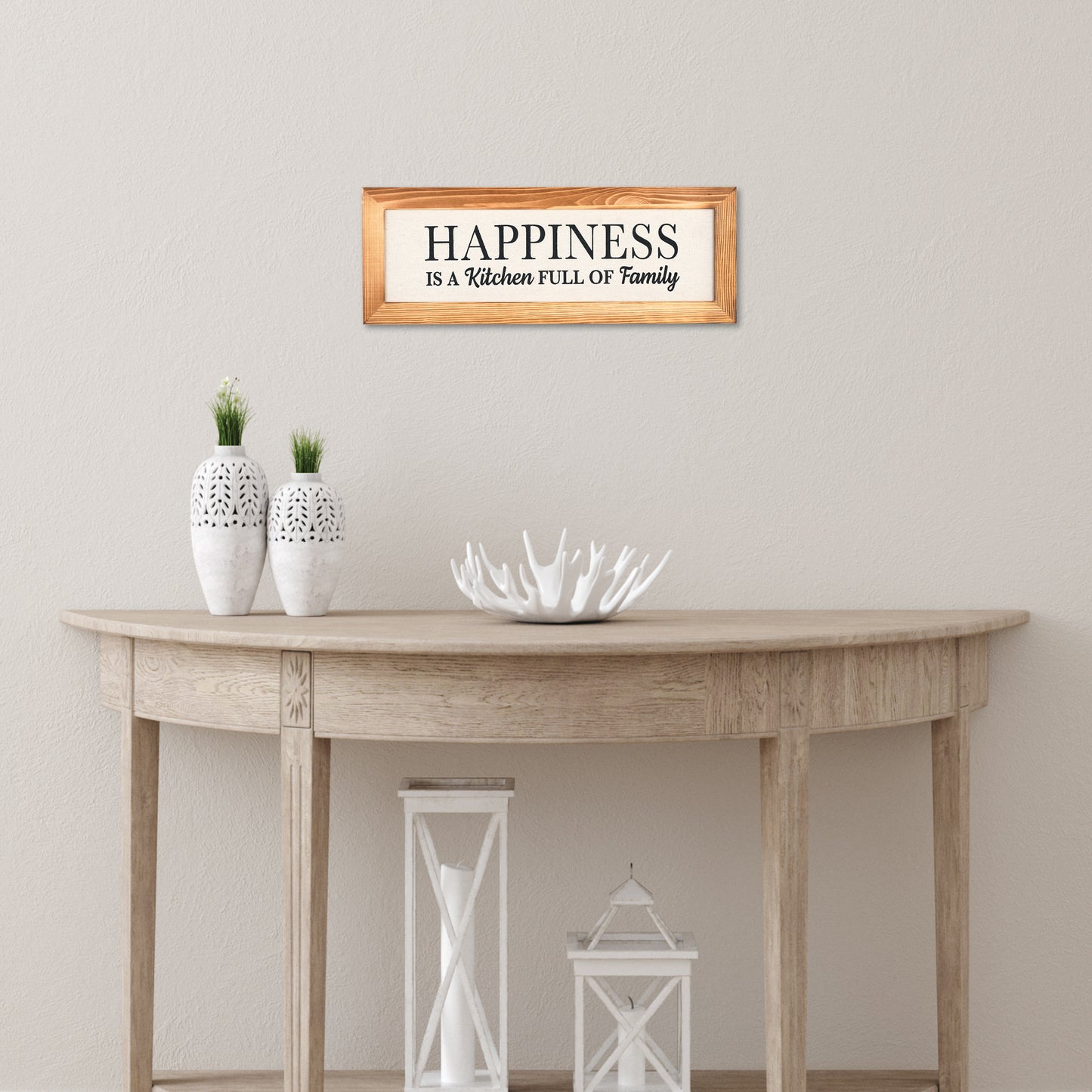 Happiness is a Kitchen Full of Family - 16" x 6" Canvas Sign