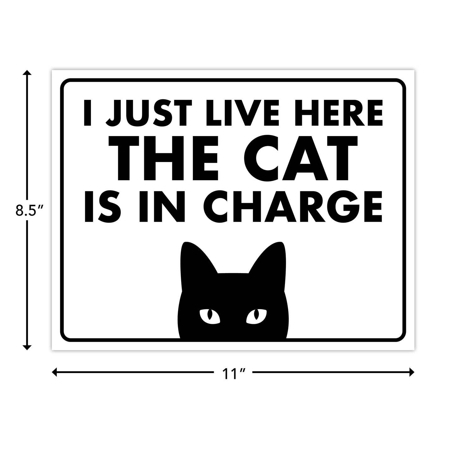 I Just Live Here, the Cat is In Charge - 8.5" x 11" Funny Laminated Sign