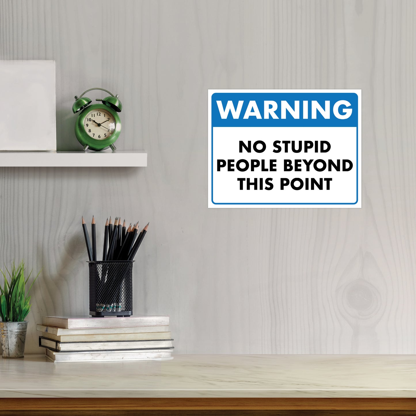Warning - No Stupid People Beyond This Point - 8.5" x 11" Funny Laminated Sign