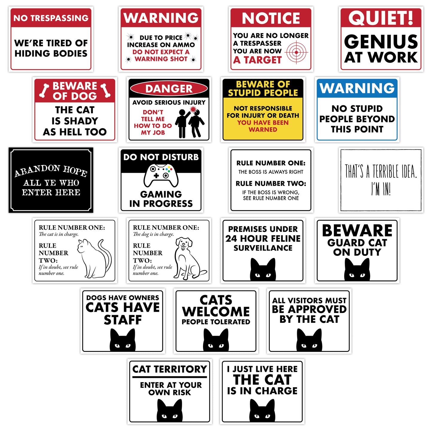 Cats Welcome, People Tolerated - 8.5" x 11" Funny Laminated Sign