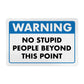 Warning - No Stupid People Beyond This Point - 8" x 12" Funny Metal Sign