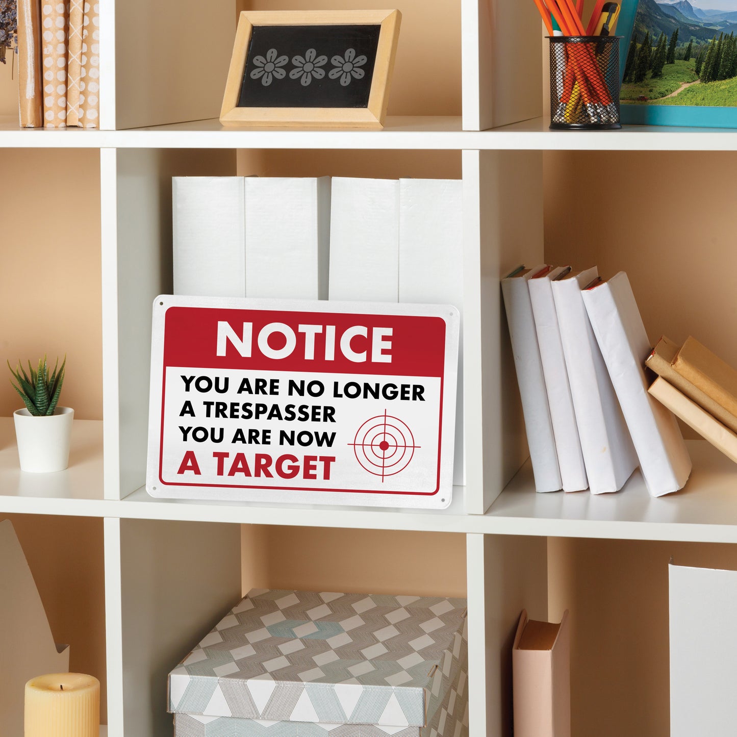 Notice - You are No Longer a Trespasser You are Now a Target - 8" x 12" Funny Metal Sign
